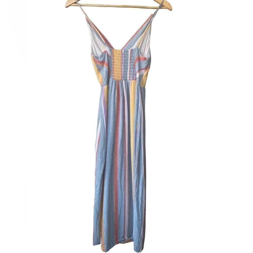 Urban Outfitters Linen Sundress XS Rainbow Colorful Button Front Beachy Vacay - Picture 8 of 12